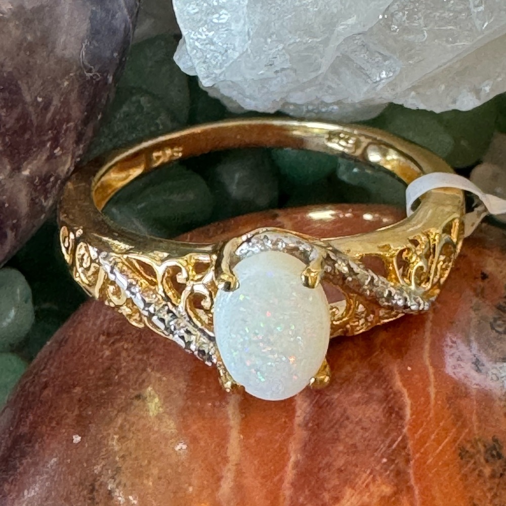 OPAL Gold over Sterling Silver Ring with Silver Accents